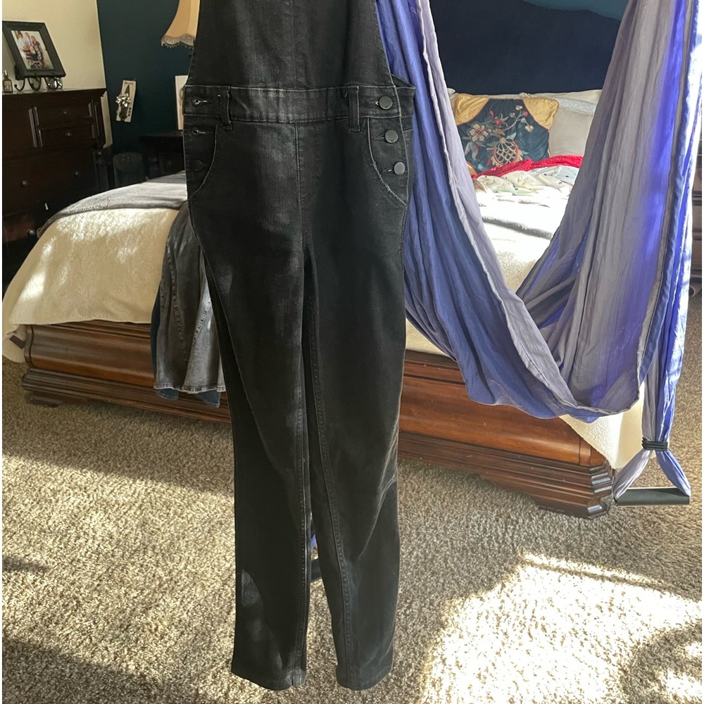 Black slim fit overalls